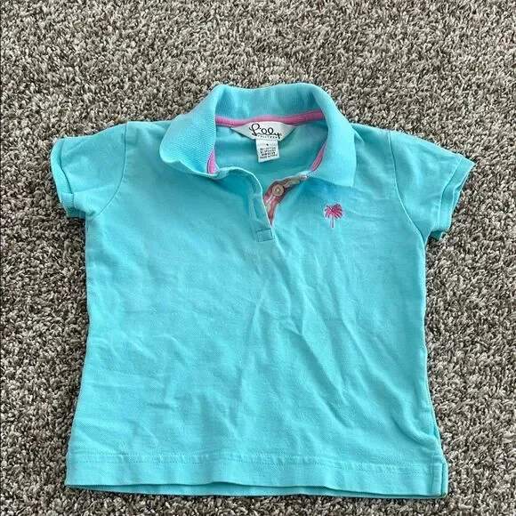 Lilly Pulitzer Vintage White Label Girls 4 Blue Preppy Polo Shirt - Picture 2 of 6